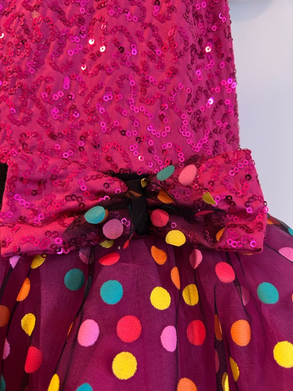 Revolution Hot Pink Sequin Polka Dot Performance Tutu Dance Dress - Size SC - Picture 6 of 14
